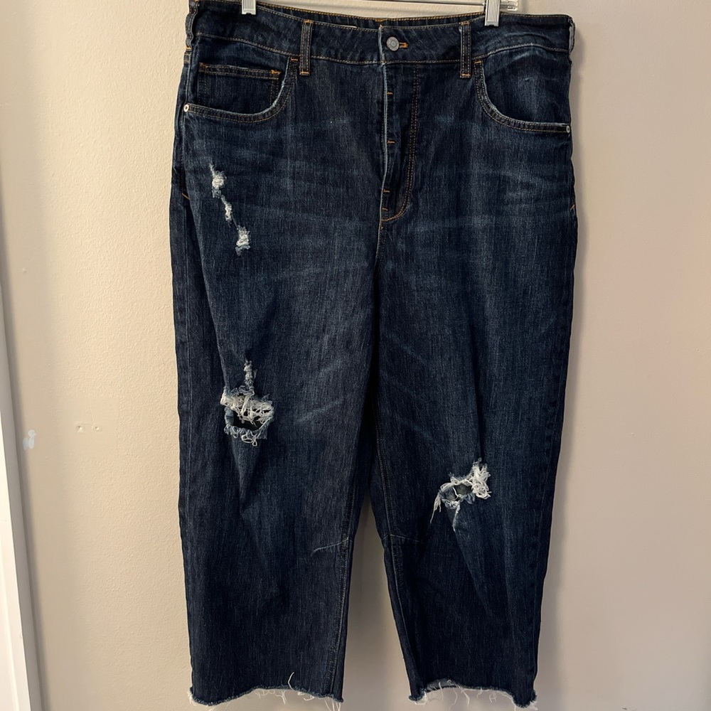 Pilcro The Bow Boyfriend Dark Blue Jeans - 33T